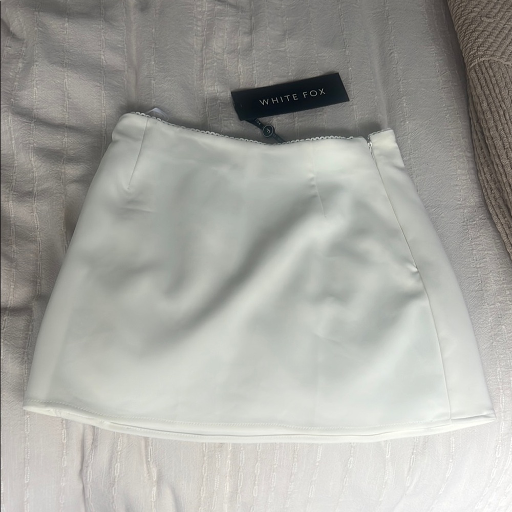 White Fox Boutique Cream Mini A-Line Skirt